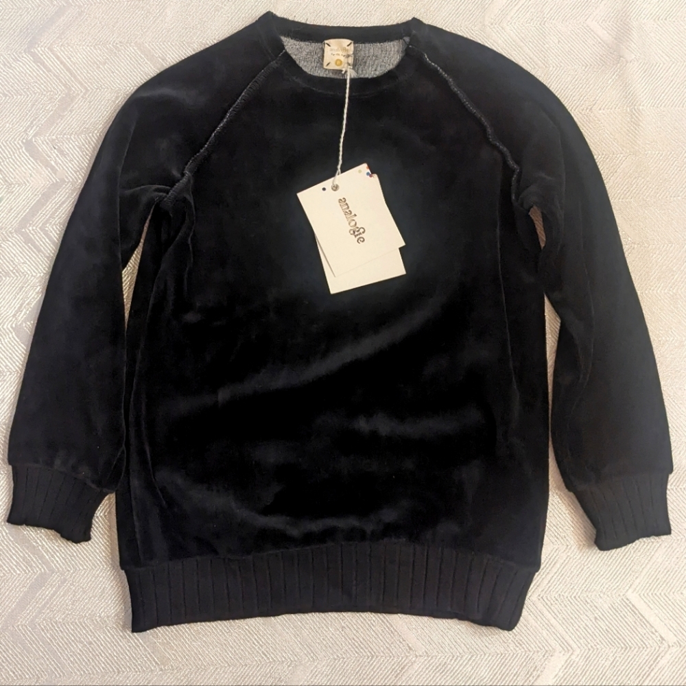 Lil Legs Velour Sweater With Ribbed Band Size 8